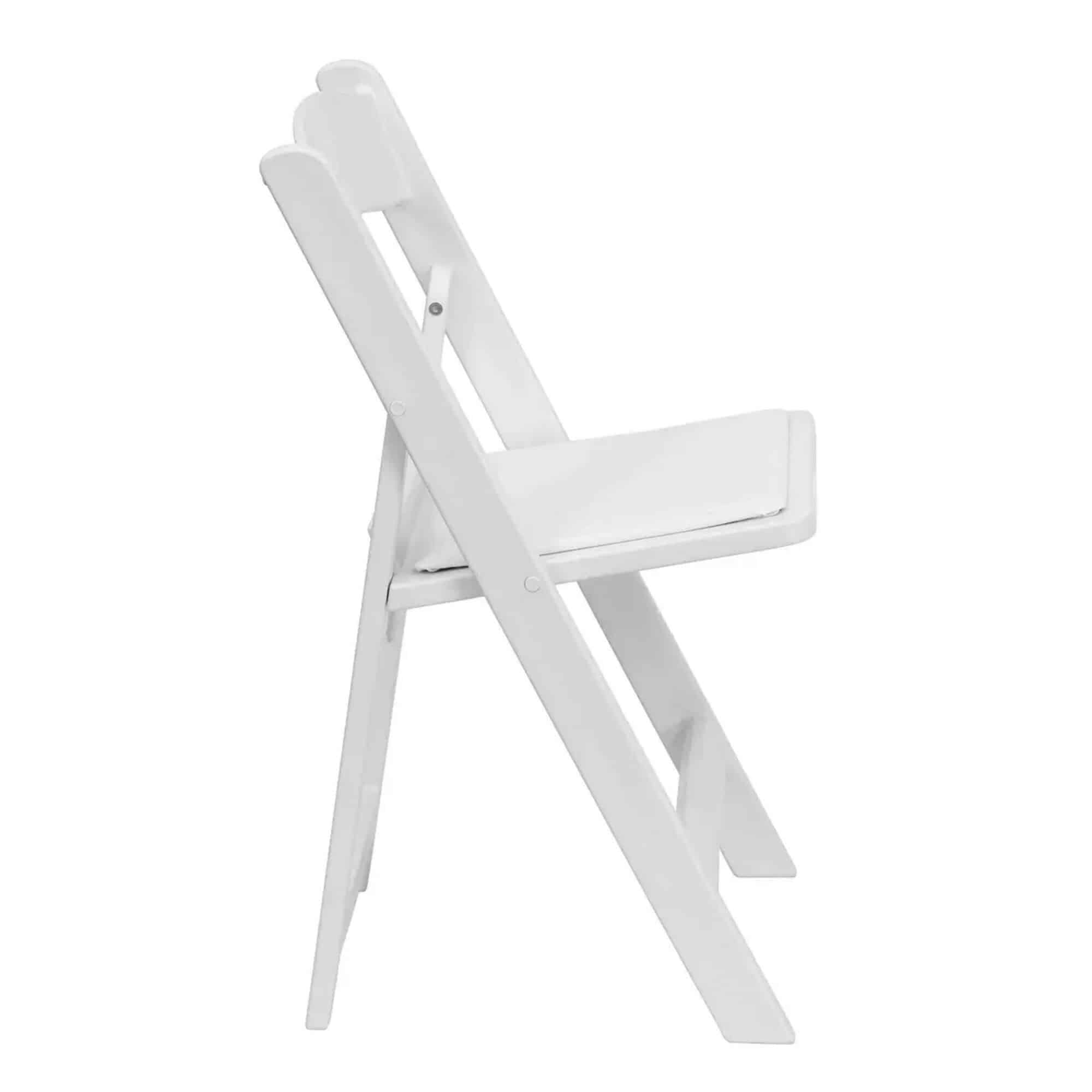 White Resin Folding Chair with Cushion