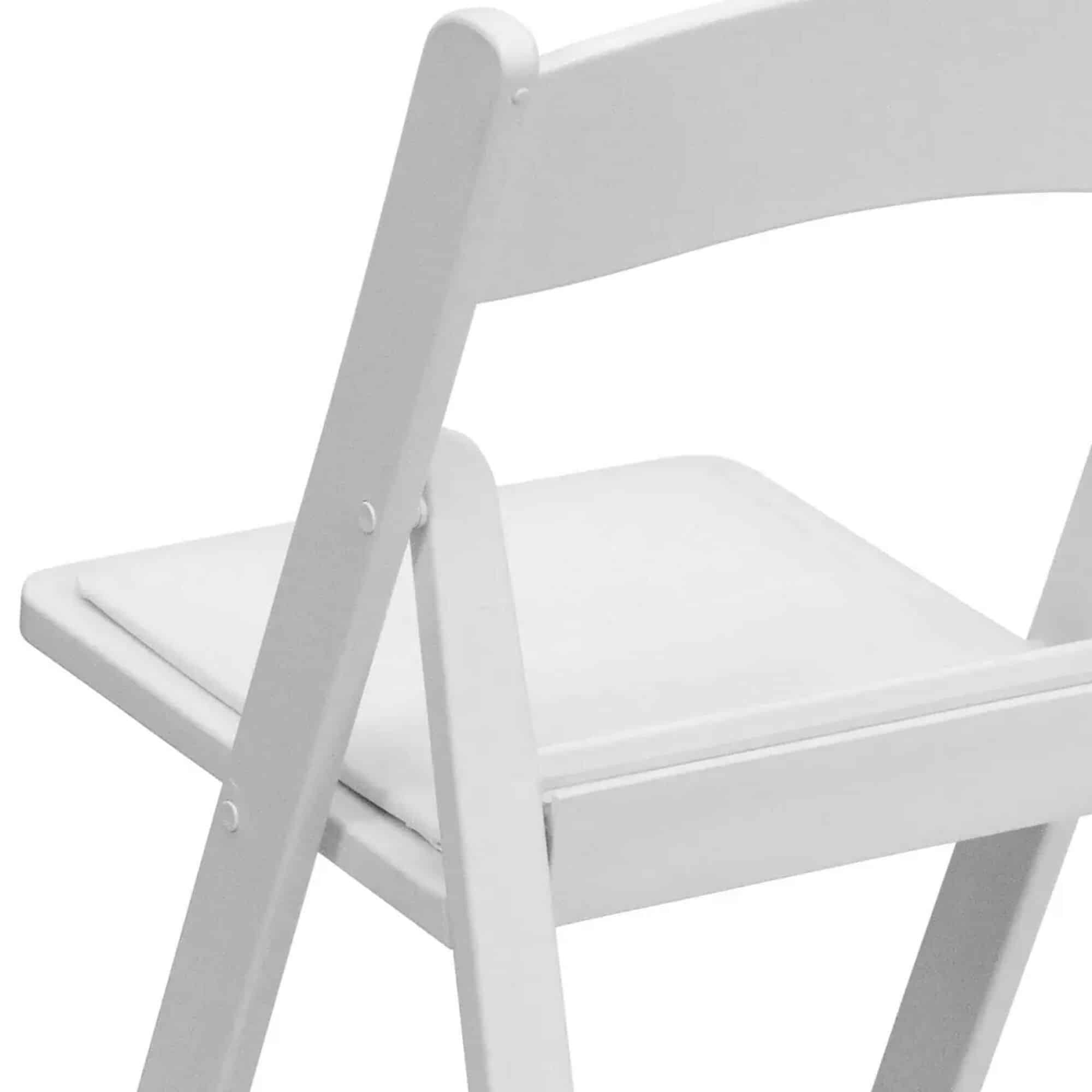 White Resin Folding Chair with Cushion