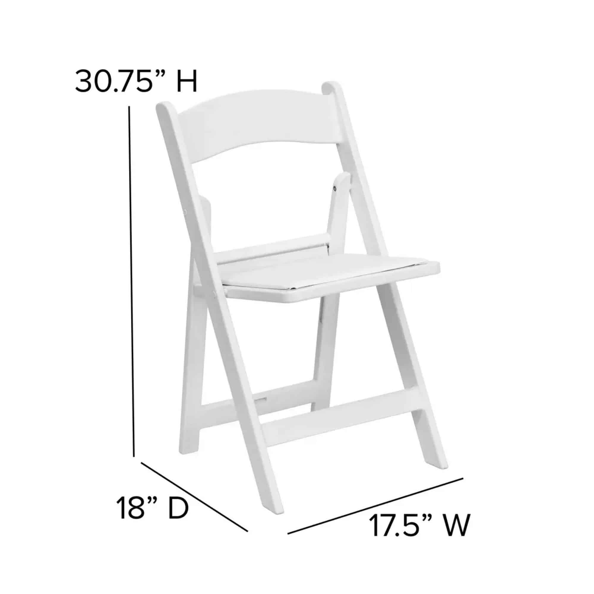 White Resin Folding Chair with Cushion