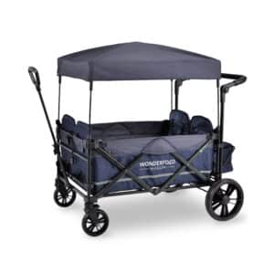 Wonderfold X4M Push + Pull Quad Stroller Wagon w Magnetic Harness (4 Seater)