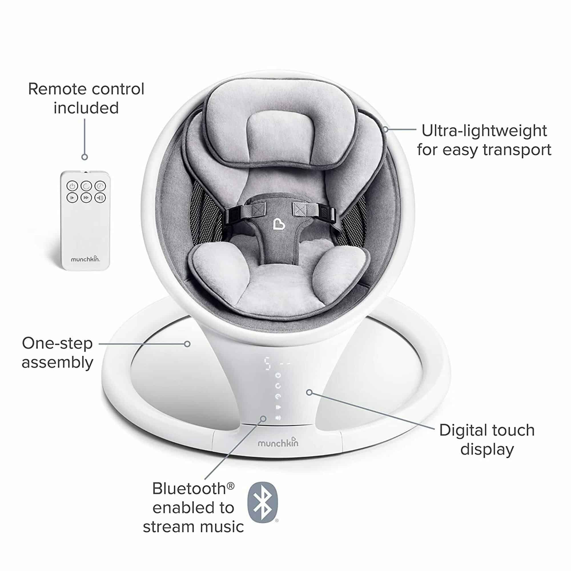 Munchkin Bluetooth Enabled Lightweight Baby Swing
