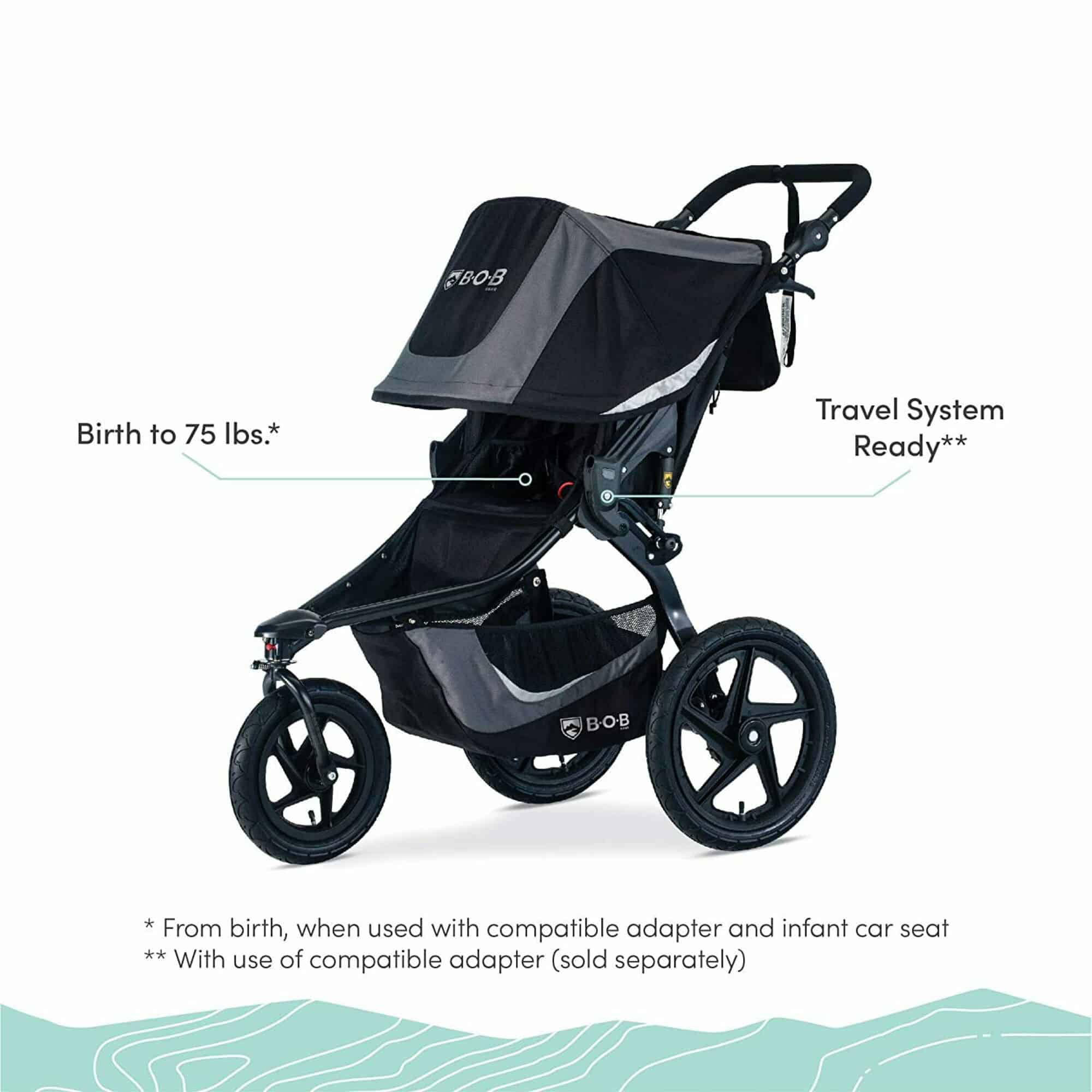 BOB jogging stroller with extra-large UPF 50+ sun canopy for a Sarasota vacation rental