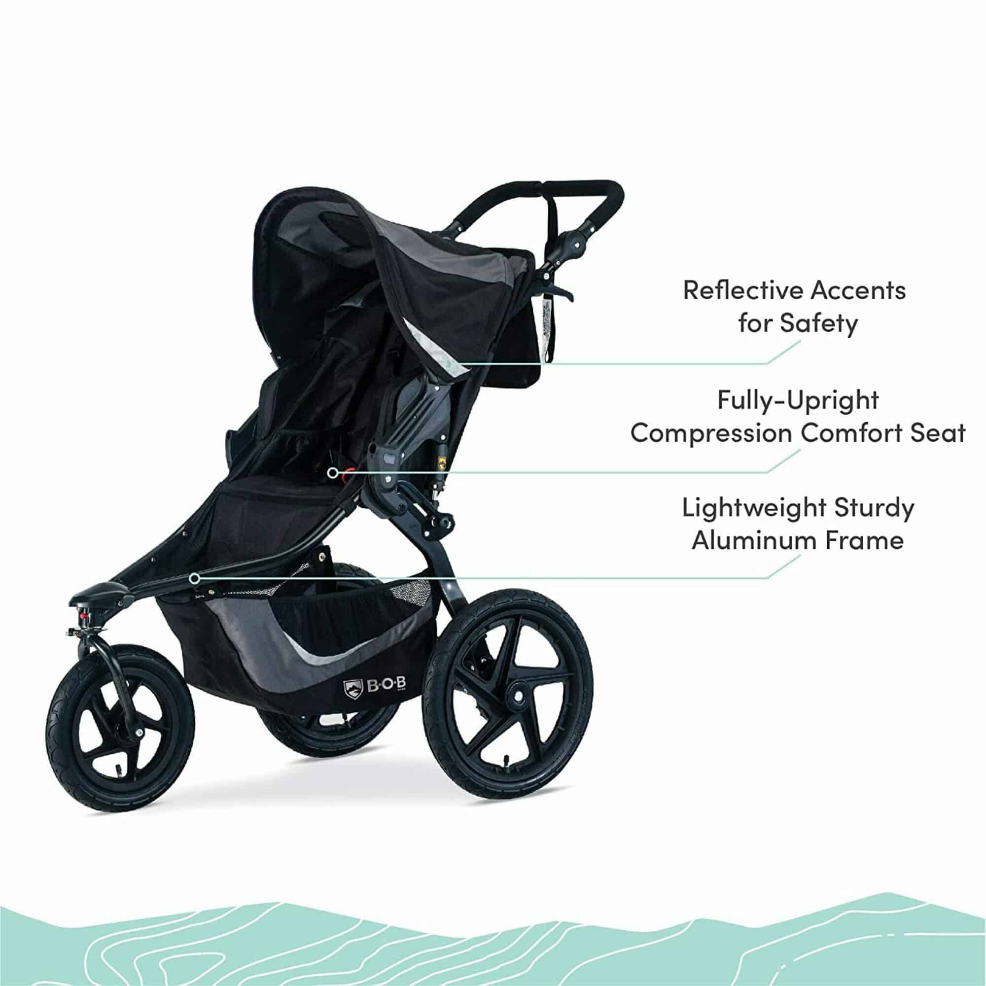 BOB all-terrain jogging stroller with swiveling front wheel, rental delivered to Anna Maria Island